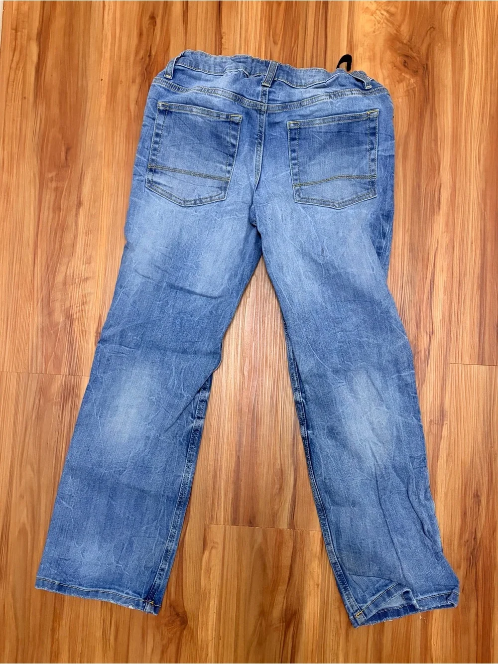 Boys Blue Washed Straight-Leg Jeans